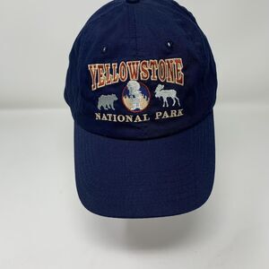 Yellowstone National Park Hat Cap Baseball Strap Back One Size Blue Mens Outdoor